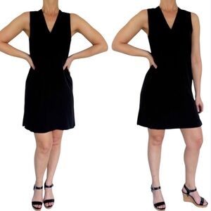 Theory Jamissa Malden black silk sleeveless v-neck shift dress size small